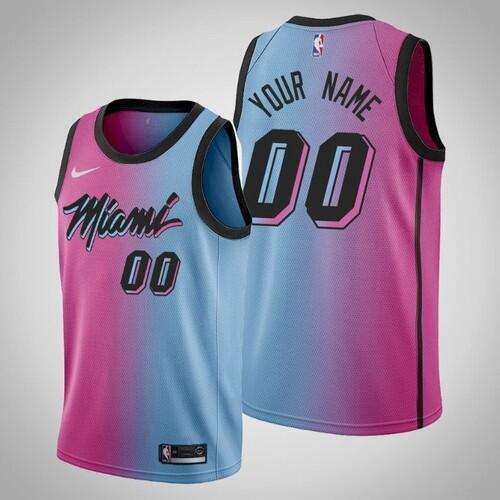 Men's Miami Heat Active Player Custom 2020 Blue/Pink City Edition Vice Stitched Jersey